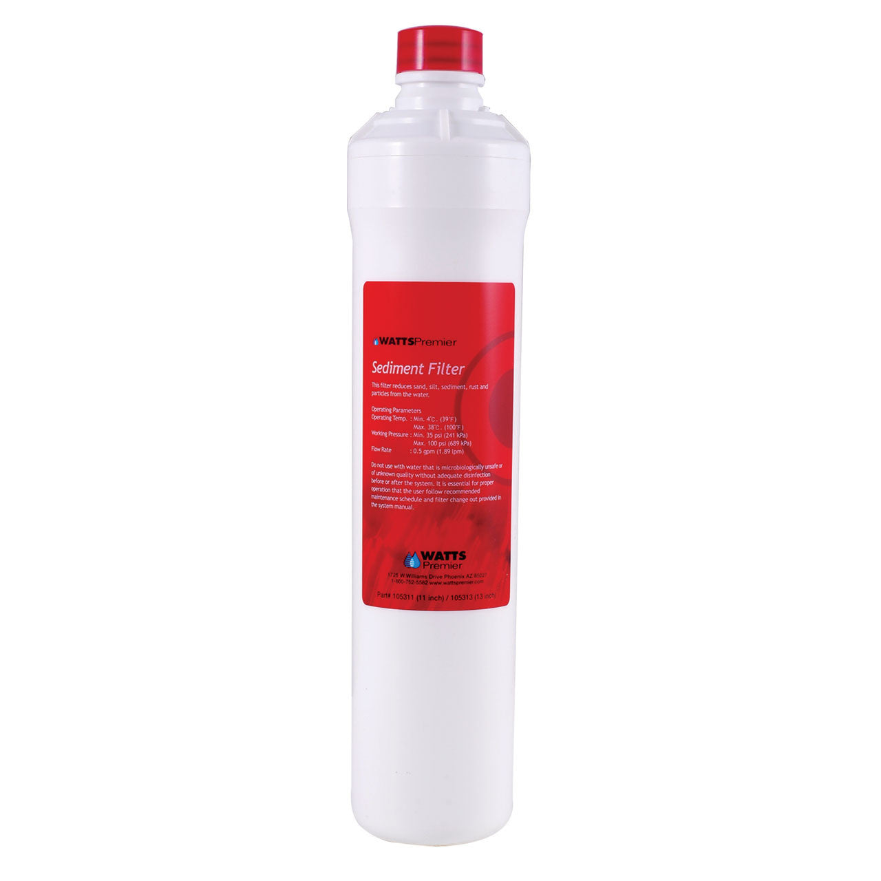 Watts Premier Water Filter | Sediment Push Button Red | F105311 | Watts Filter