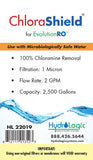 Evolution RO1000 ChloraShield Carbon PreFilter Label